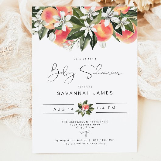 SAVANNAH Schattige Kleine Perzik Baby shower Kaart