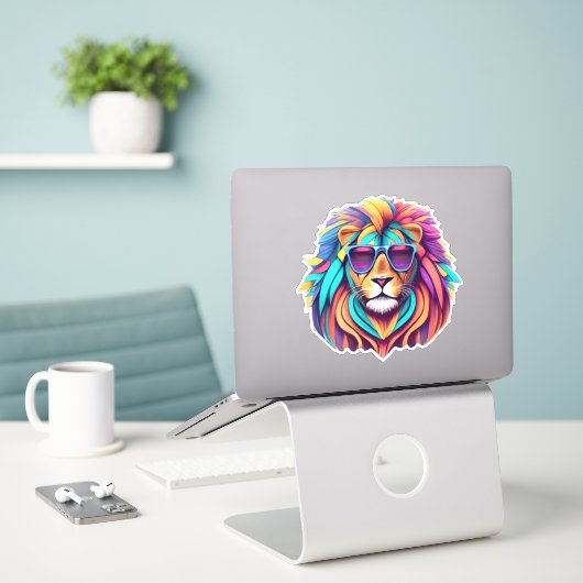 Savannah Serenity Lion Sticker Bliss (Laptop op bureau)
