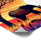 Savannah Silhouettes: een serenade bij zonsonderga Poster (Hoek)