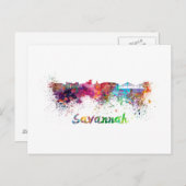 Savannah skyline in waterverf briefkaart (Voorkant / Achterkant)