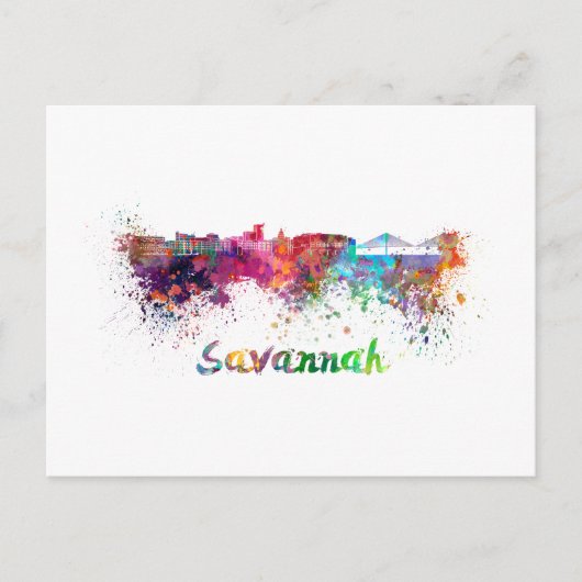 Savannah skyline in waterverf briefkaart (Voorkant)