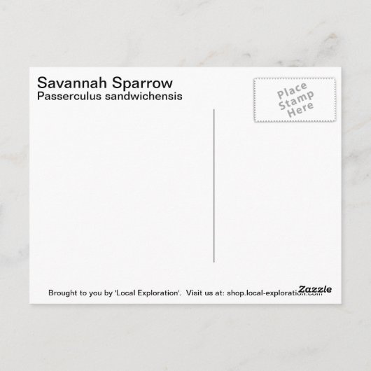 Savannah Sparrow Briefkaart (Achterkant)