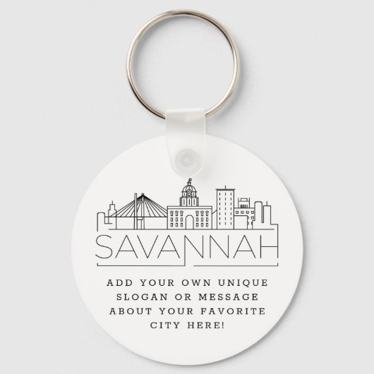 Savannah Stylized Skyline Custom Slogan Sleutelhan Sleutelhanger (Voorkant)