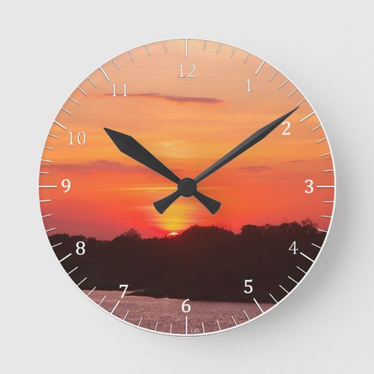 Savannah Sunset Clock Ronde Klok (Voorkant)