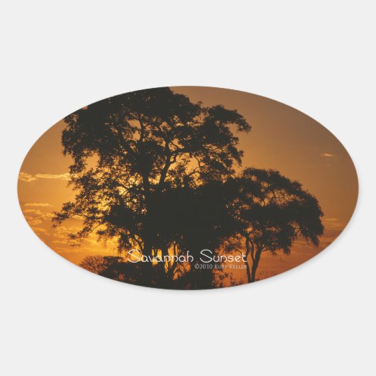 Savannah Sunset Ovale Sticker (Voorkant)