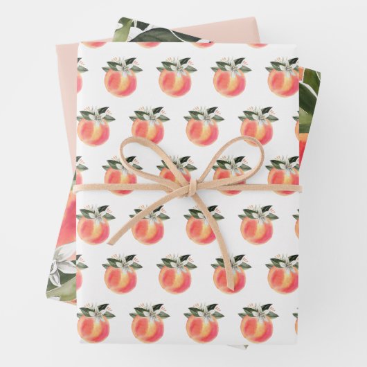 SAVANNAH Sweet Georgia Perzik Witte Bloemen Inpakpapier Vel (In situ)