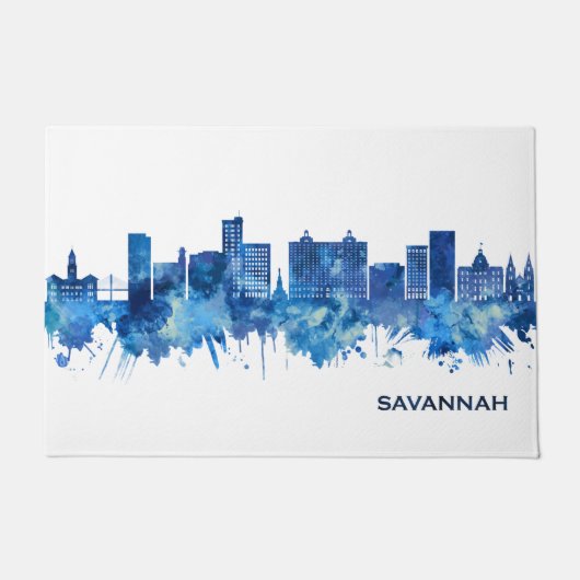 Savannah USA Skyline Blue Deurmat (Voorkant)