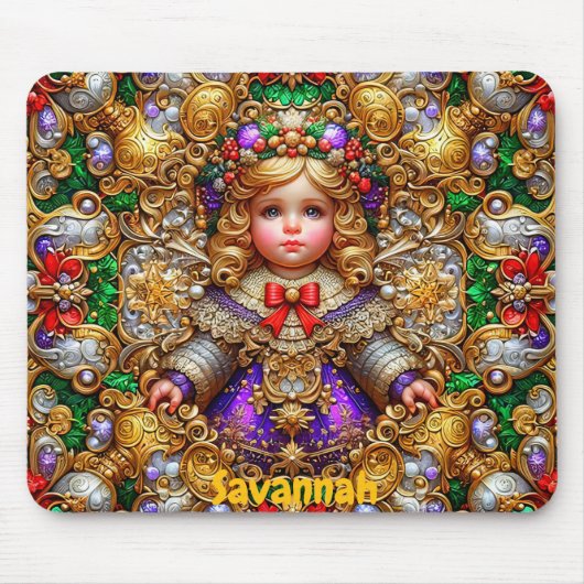 SAVANNAH ~ Vintage kerstpop ~ Mousepad Muismat (Voorkant)