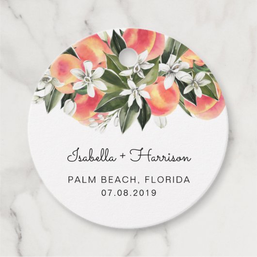 Savannah - Watercolor Perziken Favor Tag Bedankjes Labels (Voorkant)