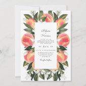 Savannah - Waterverf Peach Botanical Wedding Kaart (Voorkant)