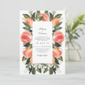 Savannah - Waterverf Peach Botanical Wedding Kaart (Staand voorkant)