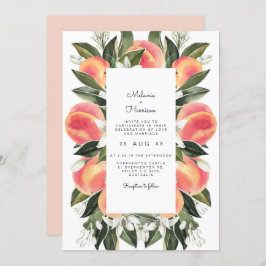 Savannah - Waterverf Peach Botanical Wedding Kaart