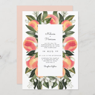 Savannah - Waterverf Peach Botanical Wedding Kaart