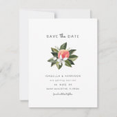 Savannah - Waterverf Peach Floral Save Date Kaart (Voorkant)