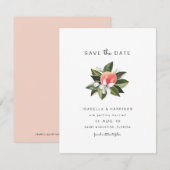 Savannah - Waterverf Peach Floral Save Date Kaart (Voorkant / Achterkant)