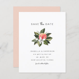Savannah - Waterverf Peach Floral Save Date Kaart