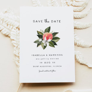 Savannah - Waterverf Peach Floral Save Date Kaart