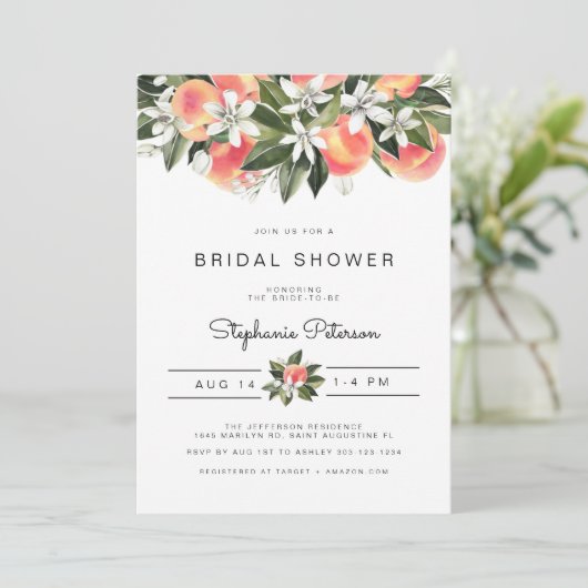 Savannah - Waterverf Peach Floral Vrijgezellenfees Kaart (Staand voorkant)