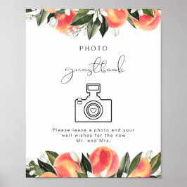 SAVANNAH Waterverf Peach Photo Guestbook Sign. Poster