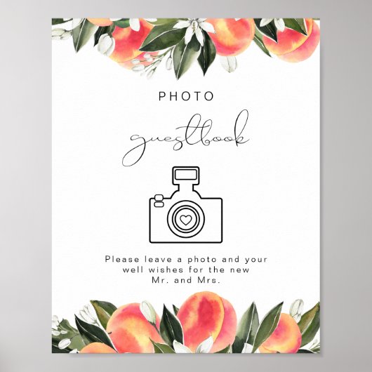 SAVANNAH Waterverf Peach Photo Guestbook Sign. Poster (Voorkant)