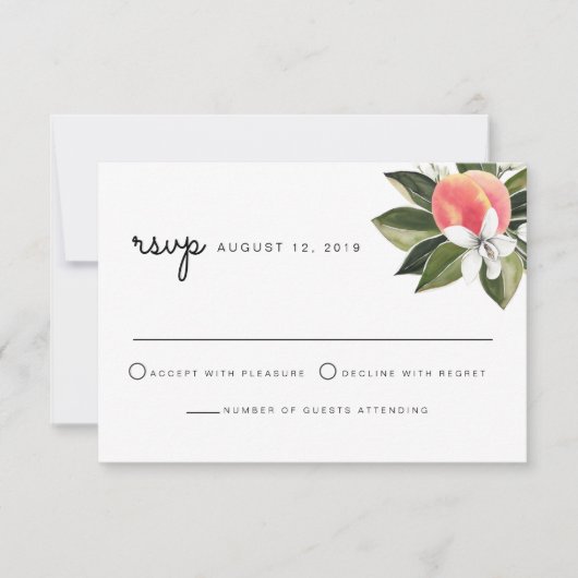 Savannah - Waterverf Peach White Floral RSVP Card Kaart (Voorkant)