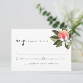 Savannah - Waterverf Peach White Floral RSVP Card Kaart (Staand voorkant)