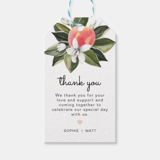 Savannah - Waterverf Perzik Wit Bloemen Cadeau Lab Cadeaulabel (Voorkant)