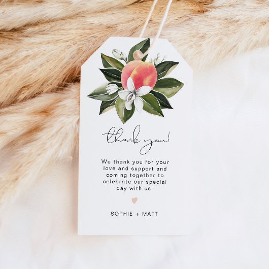 SAVANNAH Waterverf Perziken Fruit Bedankt Cadeaulabel