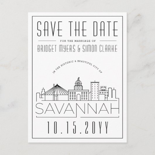 Savannah Wedding | De gestileerde Veldlijn sparen Briefkaart (Voorkant)