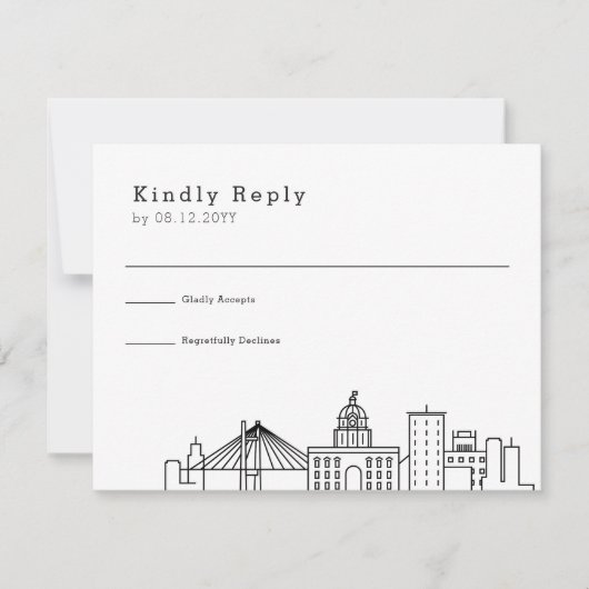 Savannah Wedding | Stijlvolle Skyline RSVP Kaartje (Voorkant)