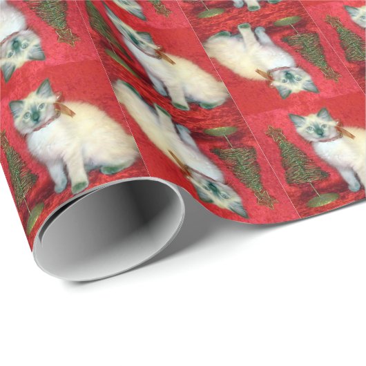 Savannah's kerstboom 1 - Kat / Kitten Cadeaupapier (Rol Hoek)