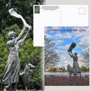 Savannah's Waving Girl Monument Fotografisch Briefkaart