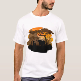Savanne Bos Silhouet Minimalistische Natuurkunst T-shirt