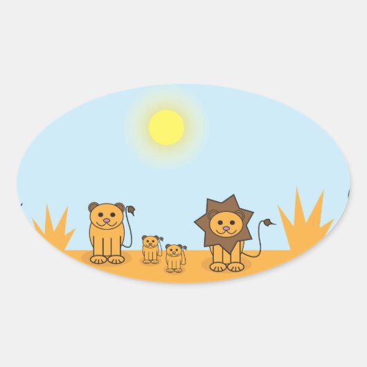 Savanne dieren ovale sticker (Voorkant)