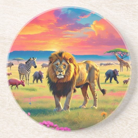 "Savanne Majesteit" Zandsteen Onderzetter (Voorkant)