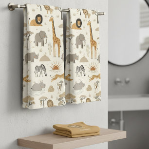 Savanne Zonsopgang Safari Patroon ID1259 Bad Handdoek