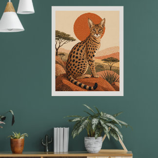 Savannekat Boho Wilde Dieren Muur Kunstprint Poster