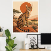 Savannekat Boho Wilde Dieren Muur Kunstprint Poster (Thuiskantoor)