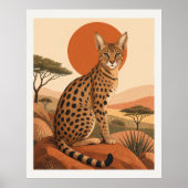 Savannekat Boho Wilde Dieren Muur Kunstprint Poster (Voorkant)