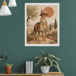 Savannekat Explorer Boho Kunstprint Safari Poster