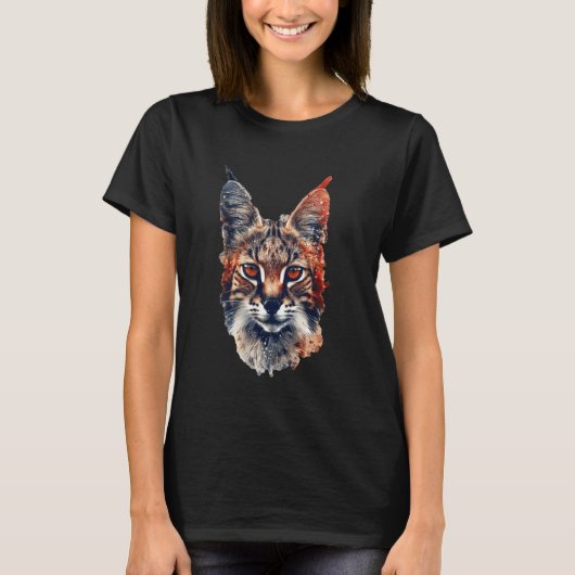 Savannekat Grappig Ontwerp Serval Kat T-shirt (Voorkant)