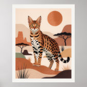 Savannekat Landschap Boho Kunstprint Poster (Voorkant)