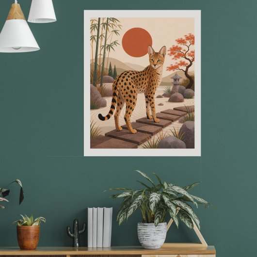 Savannekat Tuin Boho Kunstprint Botanisch Poster (Woonkamer 1)