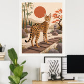 Savannekat Tuin Boho Kunstprint Botanisch Poster (Thuiskantoor)