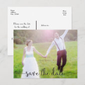 SAVD DE DATUM Script Typografie Foto Postkaart Aankondigingskaart (Voorkant / Achterkant)