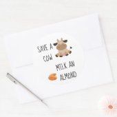 Save A Cow Melk Een Amandel Vegan Ronde Sticker (Envelop)