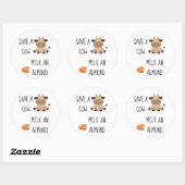 Save A Cow Melk Een Amandel Vegan Ronde Sticker (Vel)
