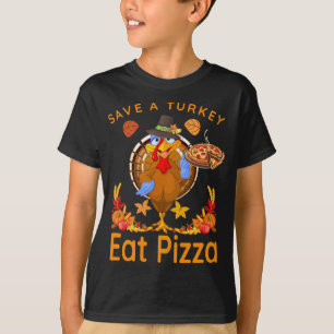 Save a Funny Turkey Pelgrim Eet Pizza Adult Vegan T-shirt