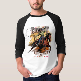 Save A Horse; Ride A Cowboy | 3/4 Sleeve Raglan T-shirt