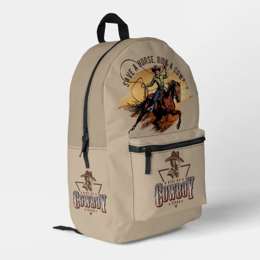 Save A Horse; Ride A Cowboy |  Bedrukte Rugzak (Achterkant Hoek Links)
